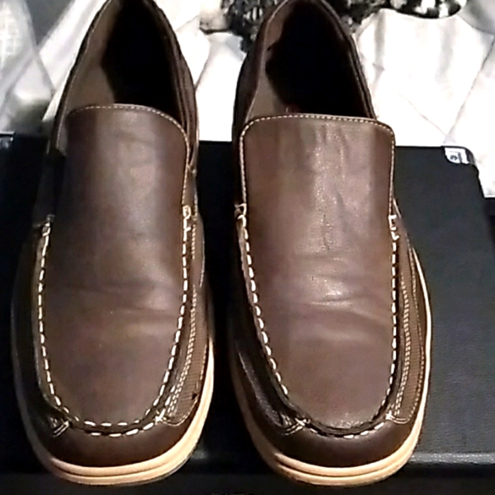 Tan's real leather lofers shoes